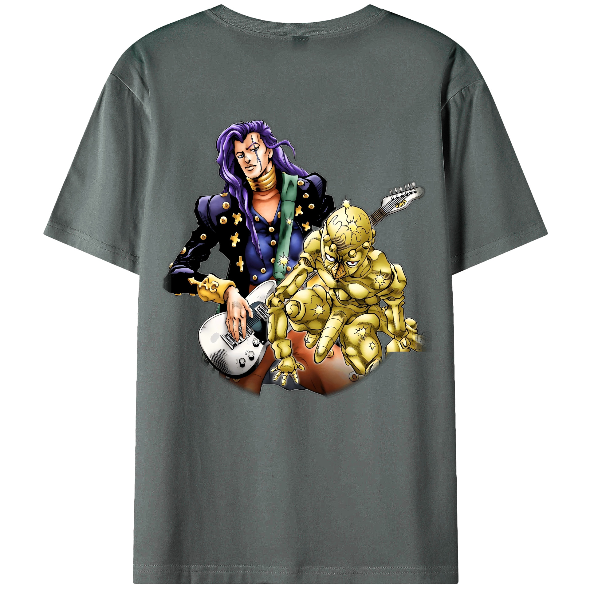 （画像用） ジョジョの奇妙な冒険 おといし あきら JoJo's Bizarre Adventure Akira Otoishi 綿100％ メンズ半袖Tシャツ（バックプリント） 通気性